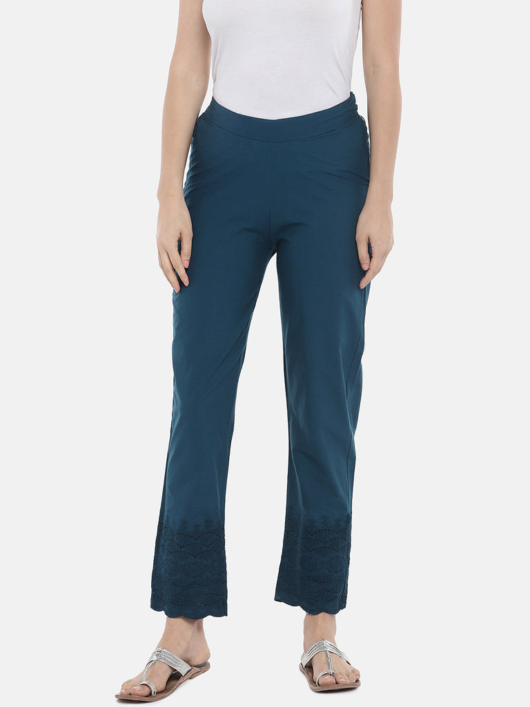 Women Straight Teal Pants