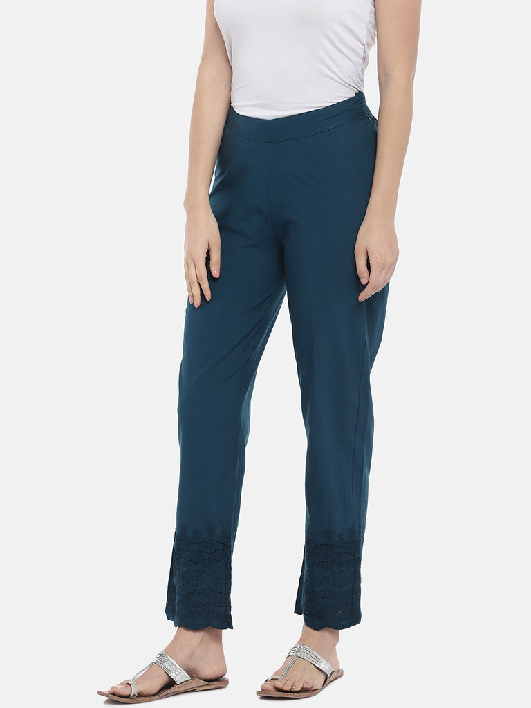 Women Straight Teal Pants