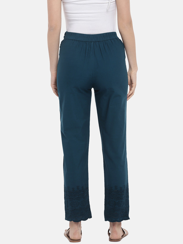 Women Straight Teal Pants