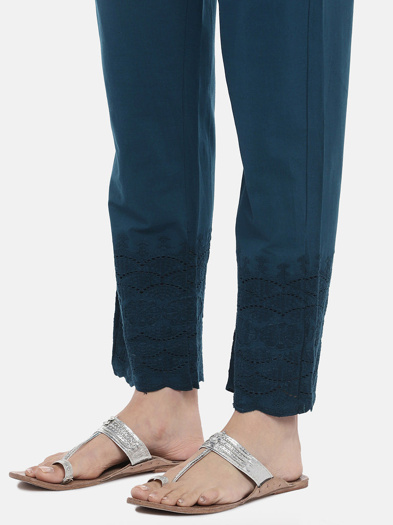 Women Straight Teal Pants