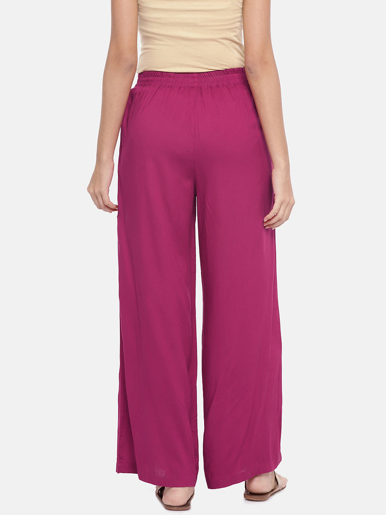 Women's Fuchsia Rayon  Palazzo