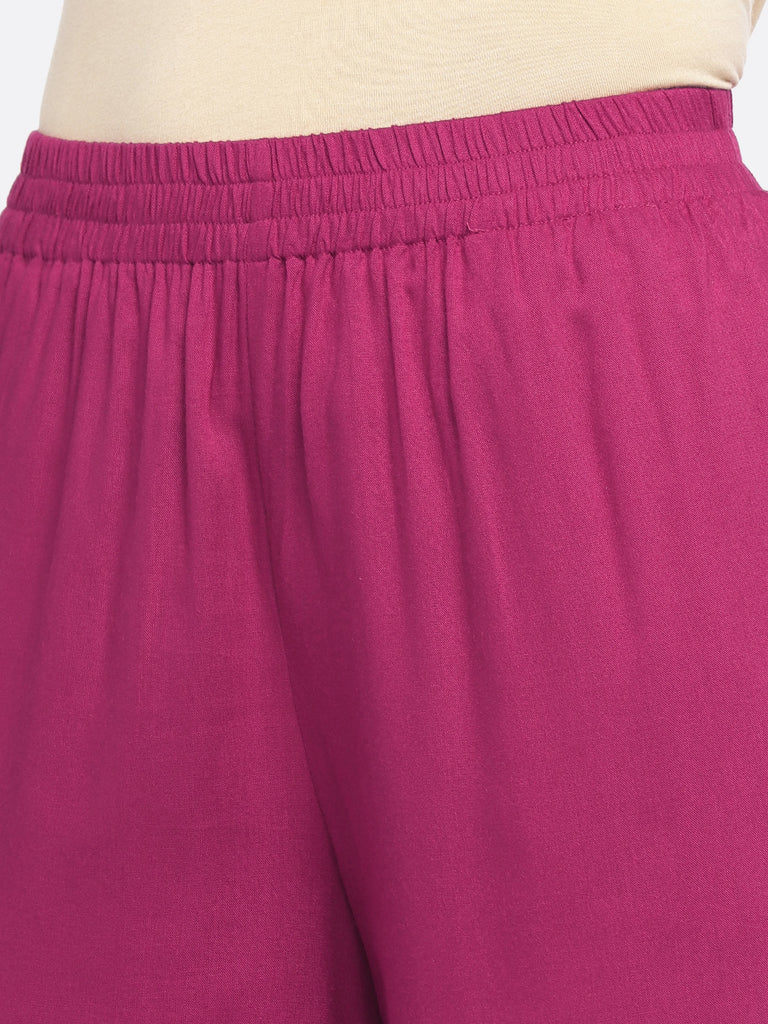 Women's Fuchsia Rayon  Palazzo