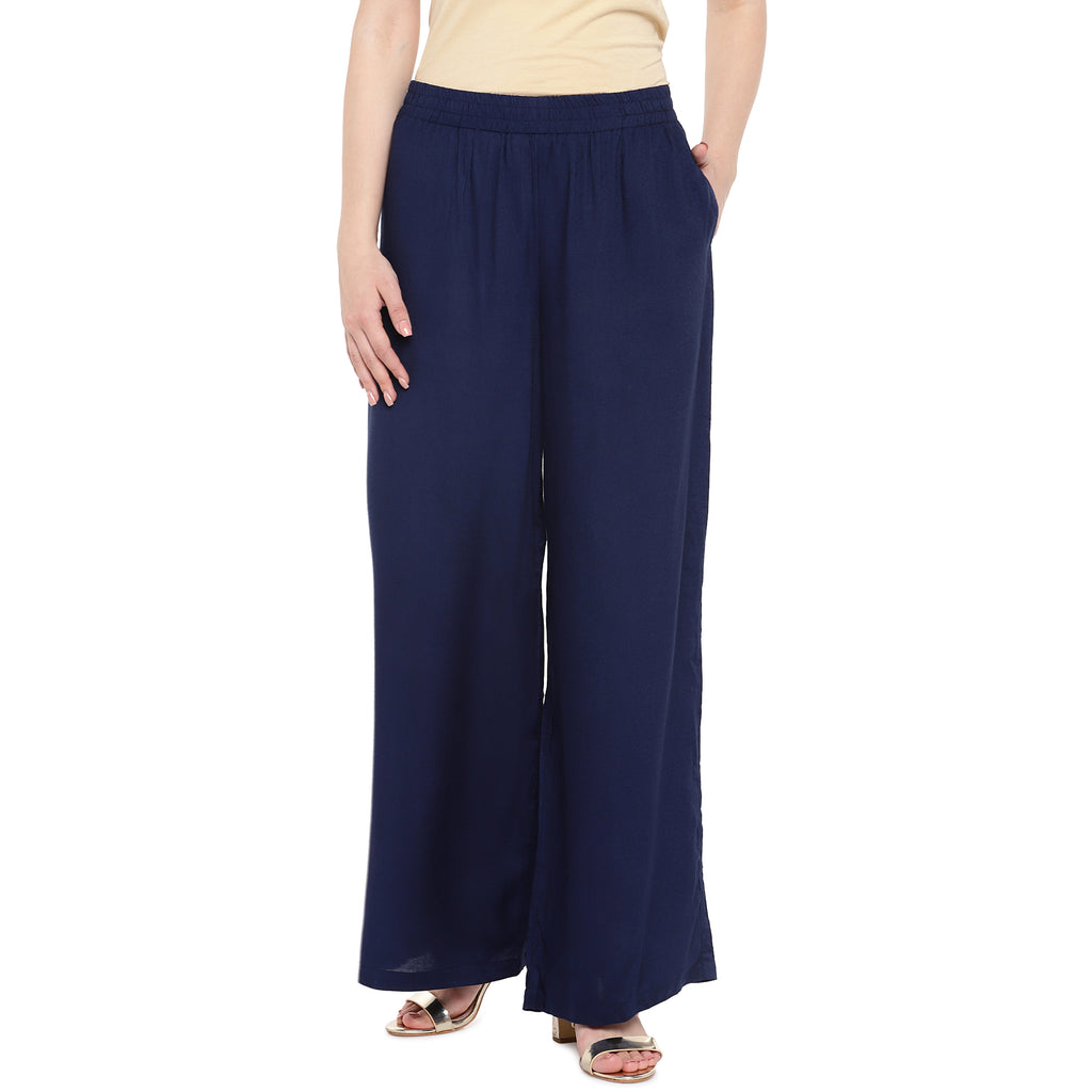 Women's Navy Rayon  Palazzo