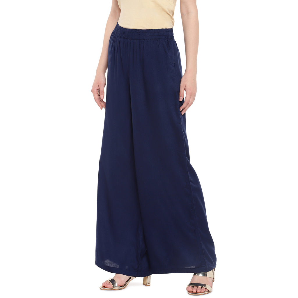 Women's Navy Rayon  Palazzo