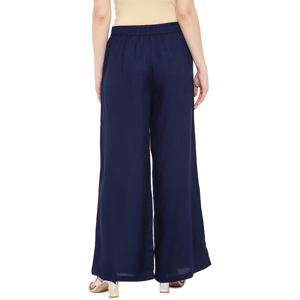 Women's Navy Rayon  Palazzo