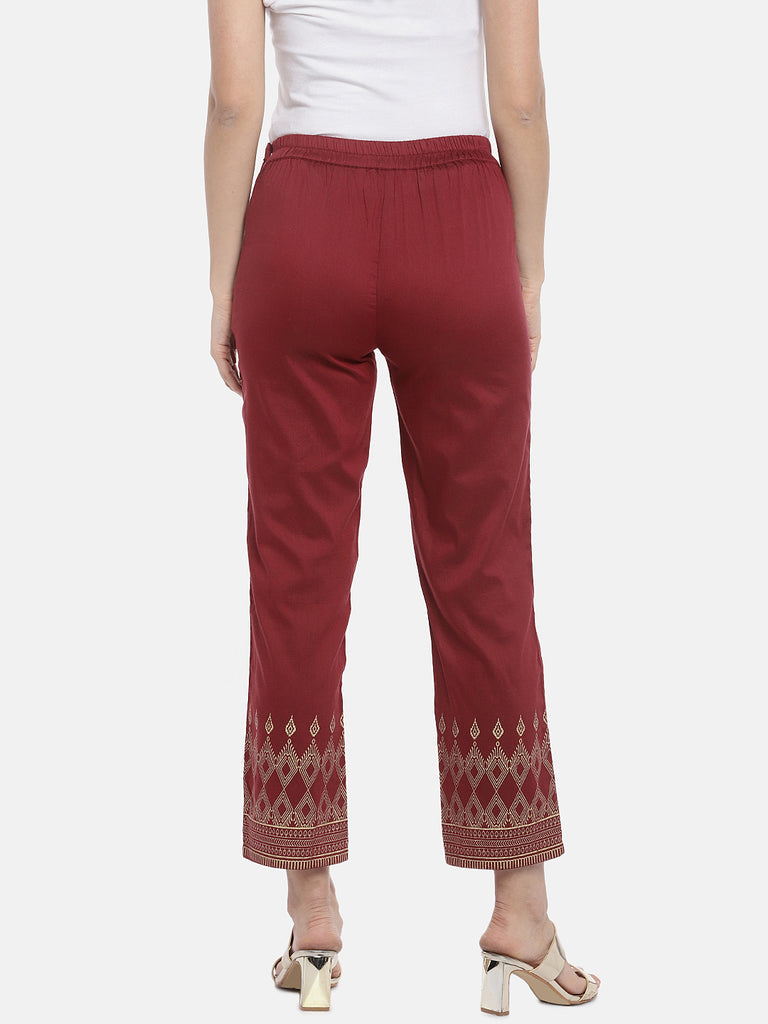 Women Straight Maroon Pants