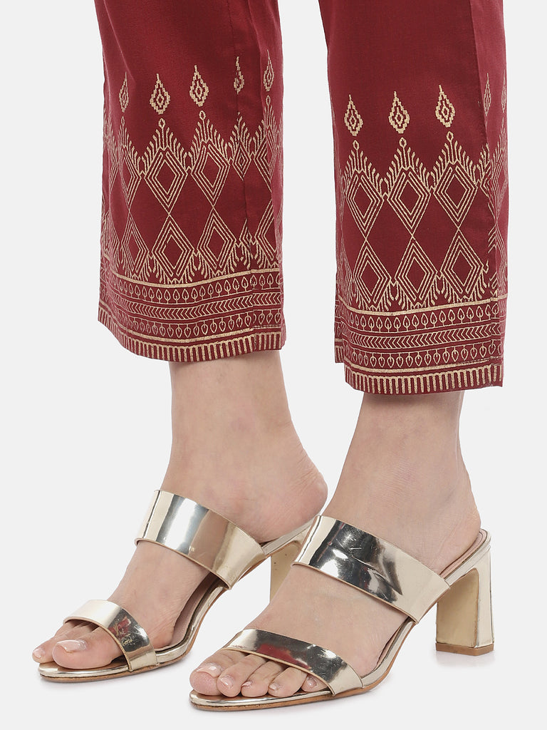 Women Straight Maroon Pants