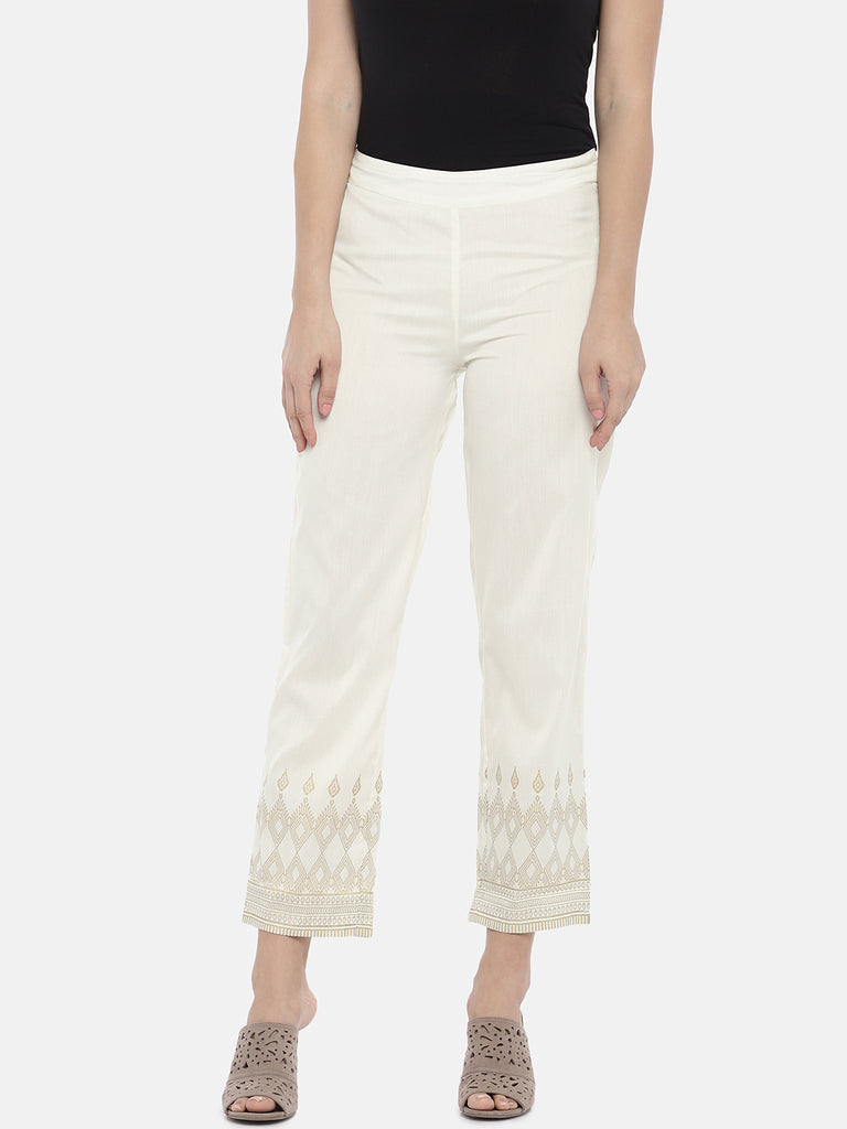 Women Straight Off White Pants
