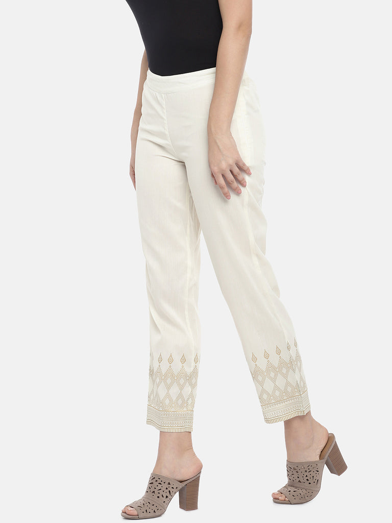 Women Straight Off White Pants