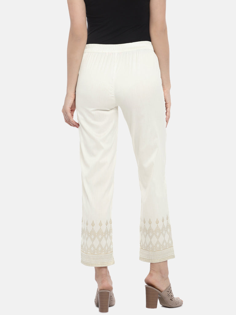 Women Straight Off White Pants