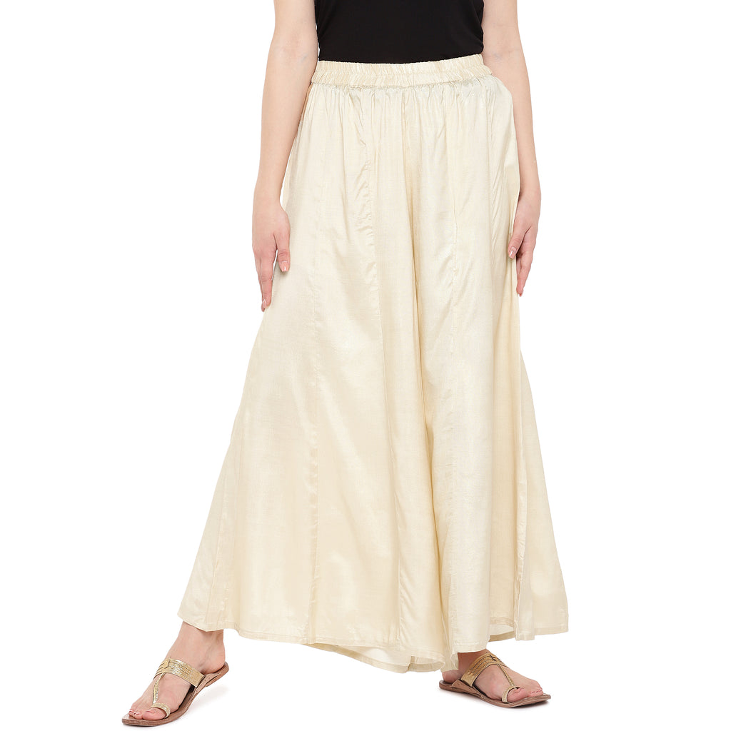 Women Flared Gold Pallazzo