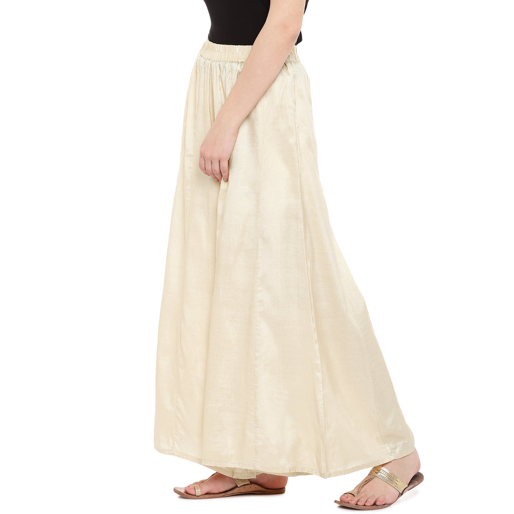 Women Flared Gold Pallazzo