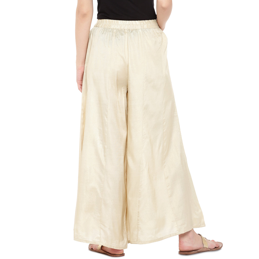 Women Flared Gold Pallazzo