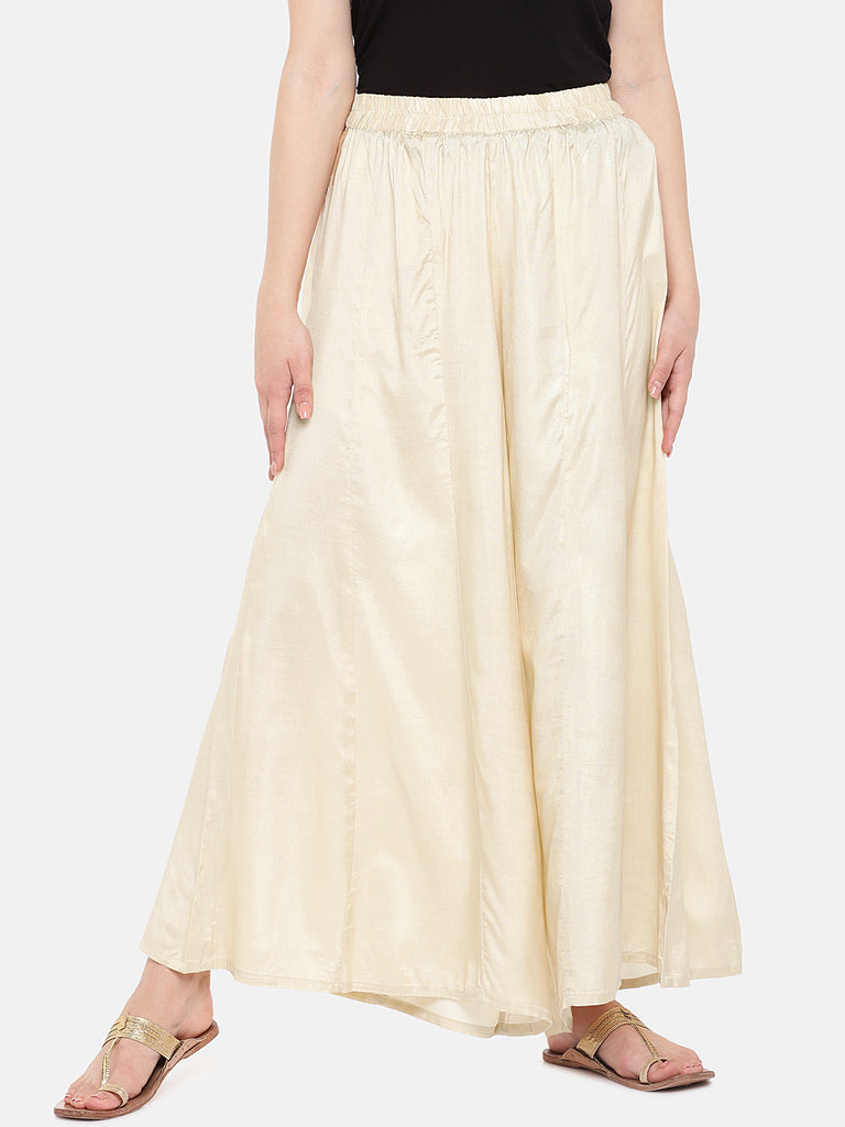 Women Flared Light Gold Pallazzo