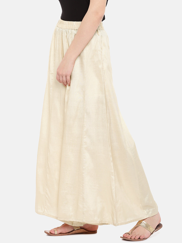Women Flared Light Gold Pallazzo