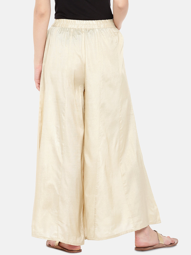 Women Flared Light Gold Pallazzo