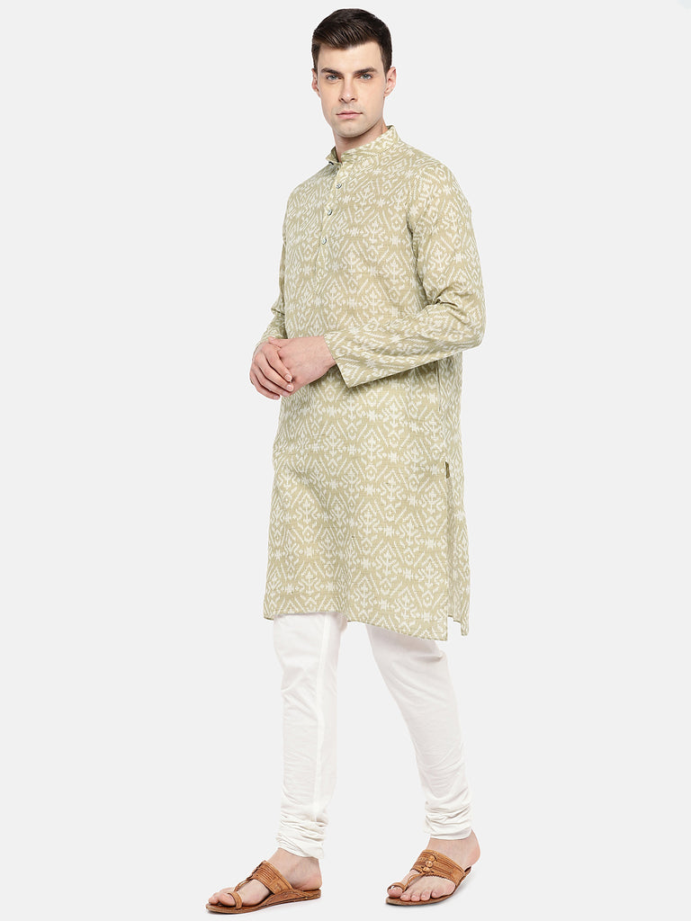 Occassion Men Straight Full Sleeve Beige Kurta