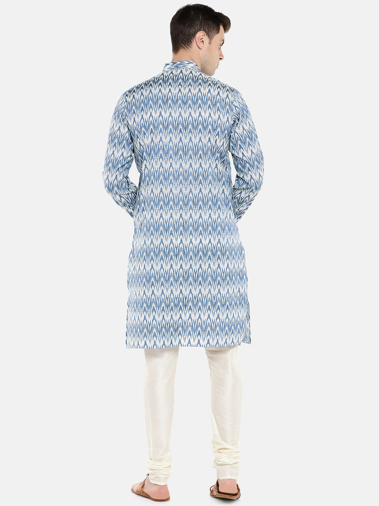 Occassion Men Straight Full Sleeve Blue Kurta