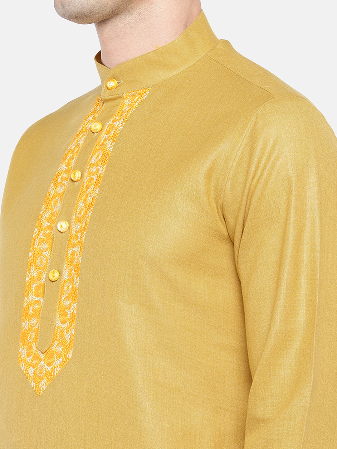 Occassion Men Straight Full Sleeve Yellow Kurta