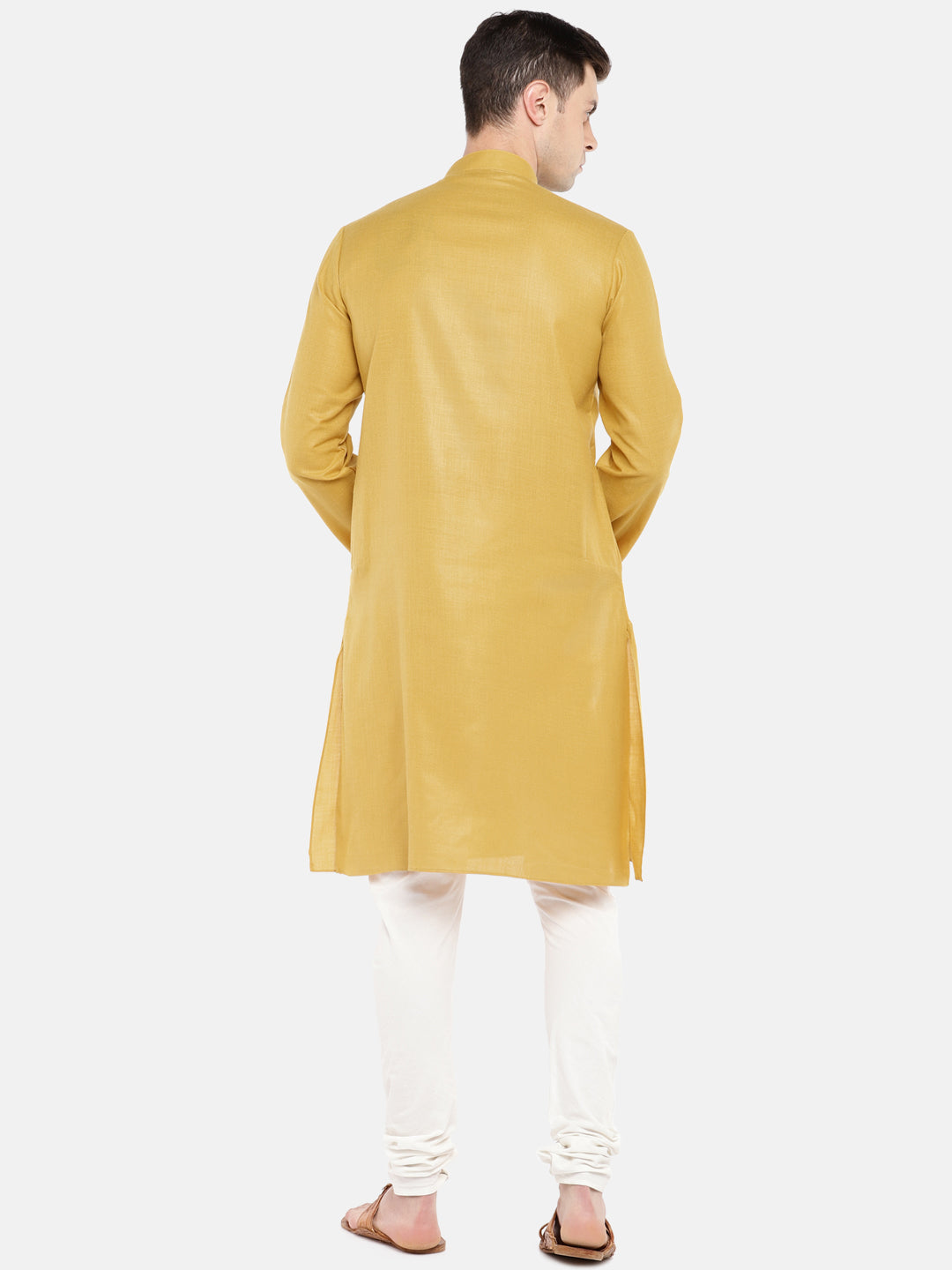 Occassion Men Straight Full Sleeve Yellow Kurta