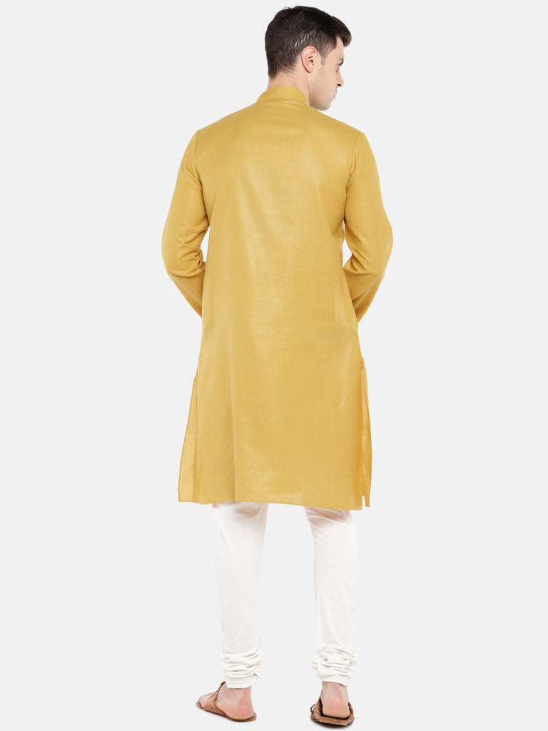 Occassion Men Straight Full Sleeve Yellow Kurta