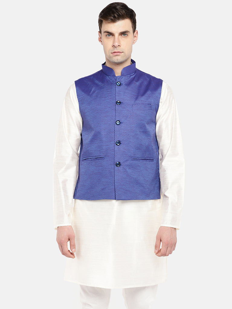 Men Straight Sleeveless Blue Jackets