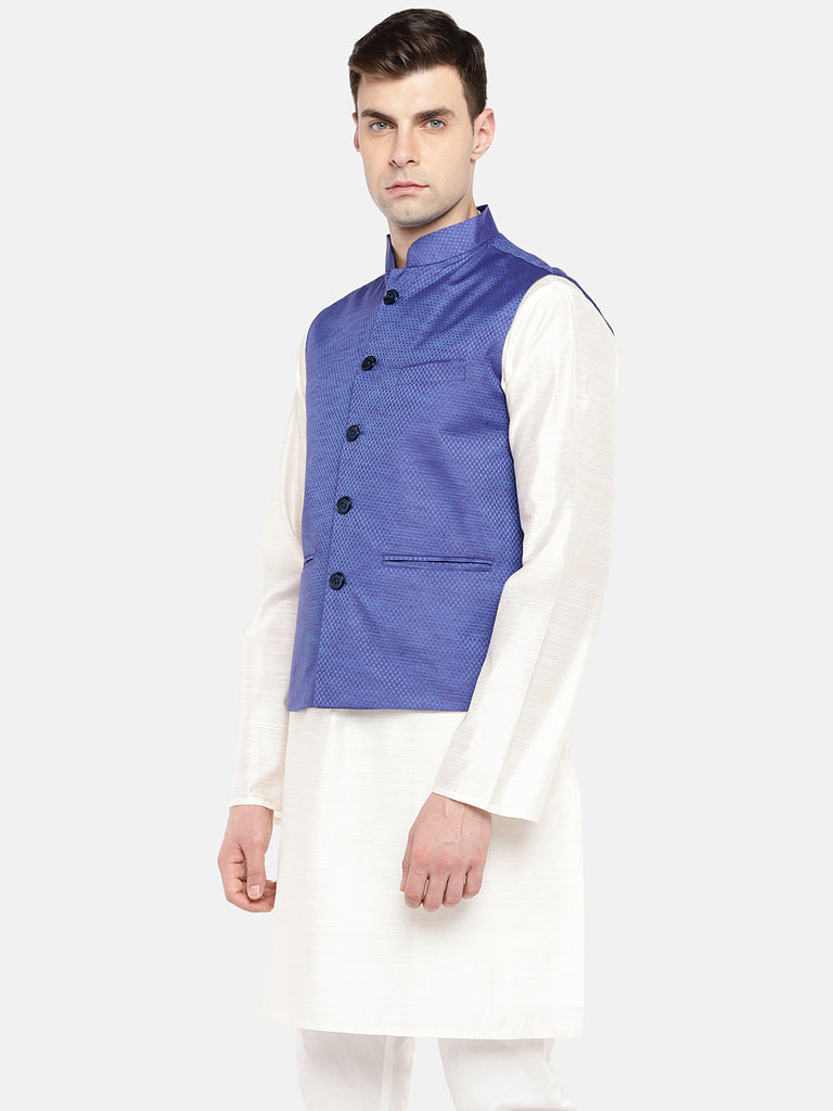 Men Straight Sleeveless Blue Jackets