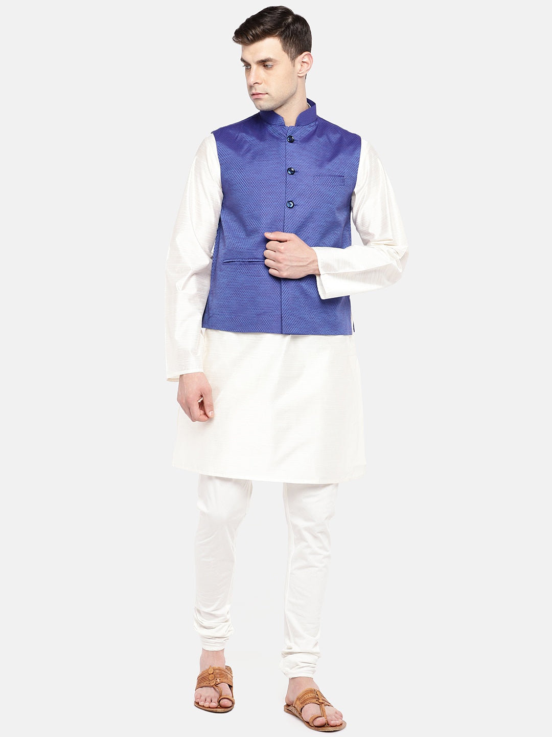 Men Straight Sleeveless Blue Jackets