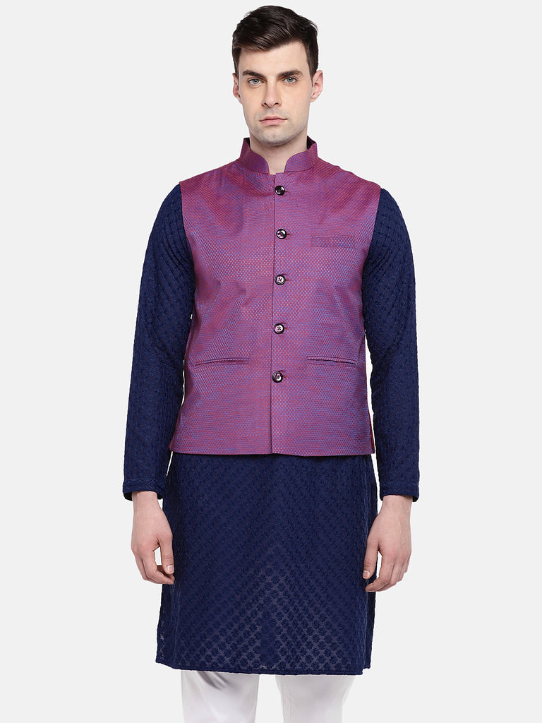 Men Straight Sleeveless Purple Jackets