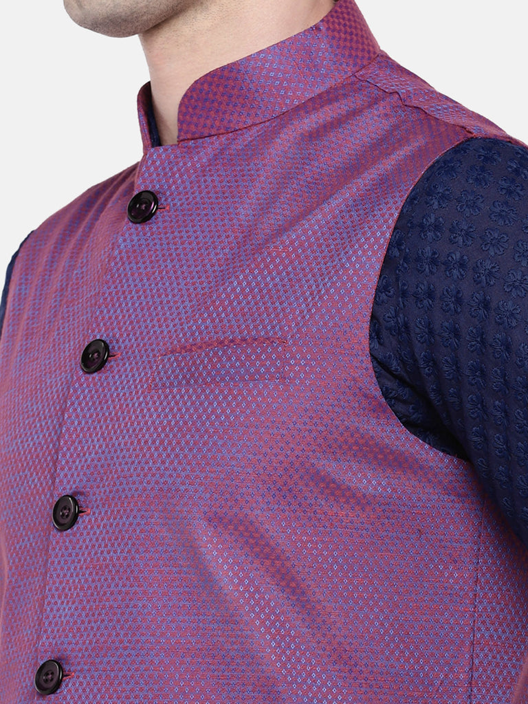 Men Straight Sleeveless Purple Jackets