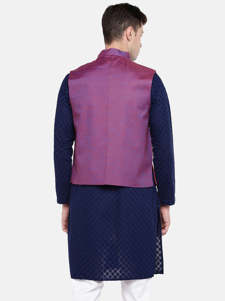 Men Straight Sleeveless Purple Jackets