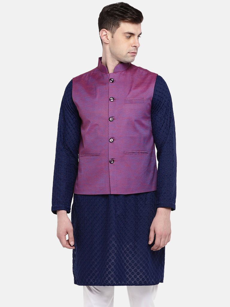 Men Straight Sleeveless Purple Jackets