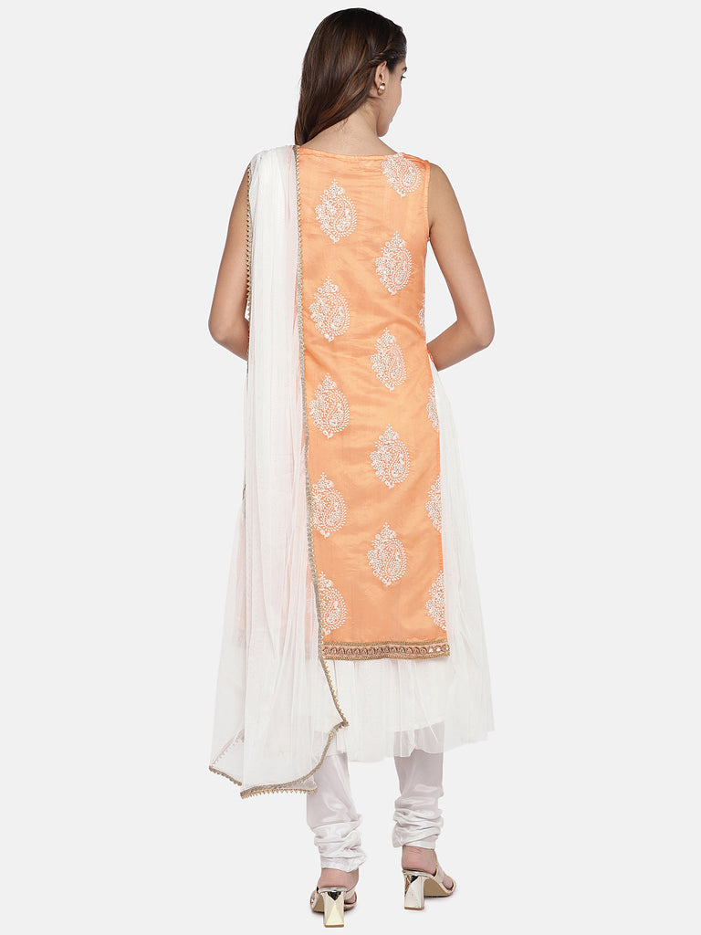 Women Twin Kurta Sleeveless Peach Skd