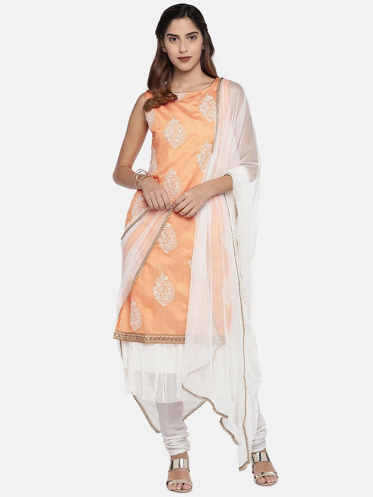 Women Twin Kurta Sleeveless Peach Skd