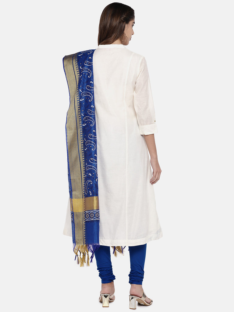 Women Straight Three-Fourth Off White Skd