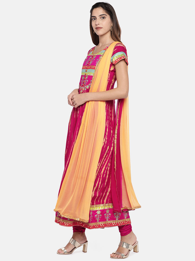 Women Kalidar Elbow Sleeve Fuschia Skd