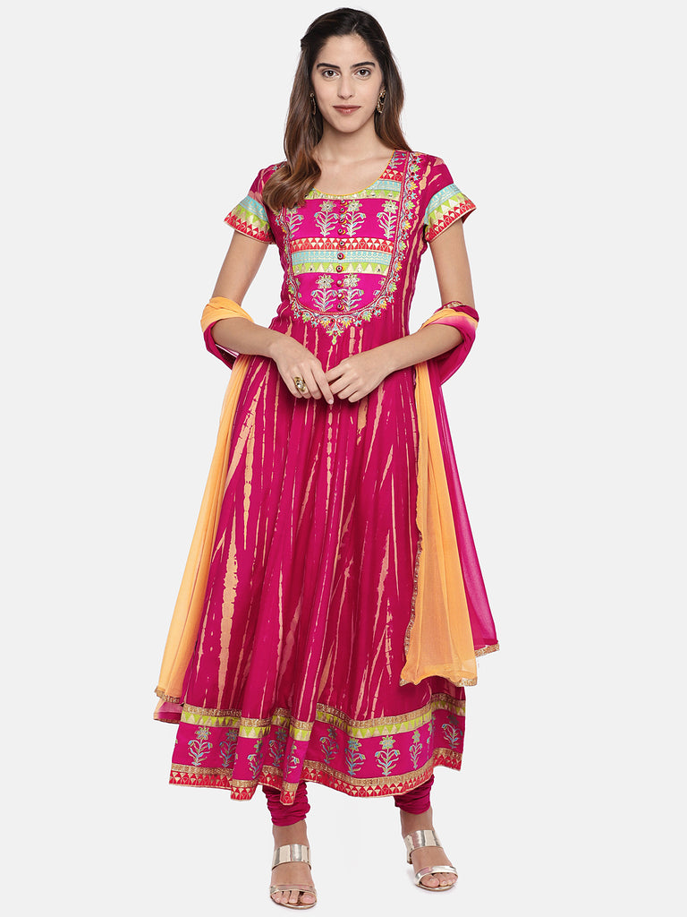 Women Kalidar Elbow Sleeve Fuschia Skd