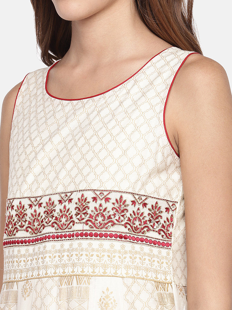 Women Kalidar Sleeveless Off White Skd