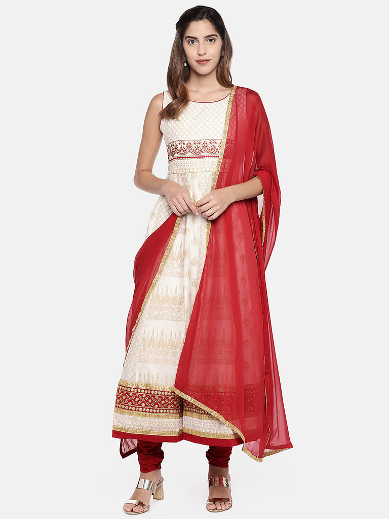 Women Kalidar Sleeveless Off White Skd