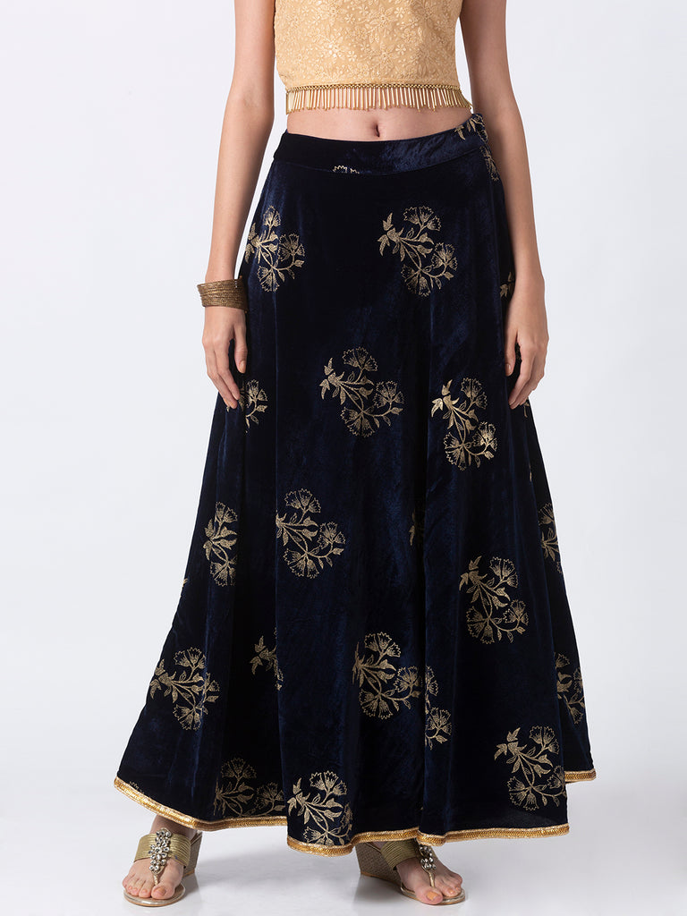 Women Kalidar Navy Skirt