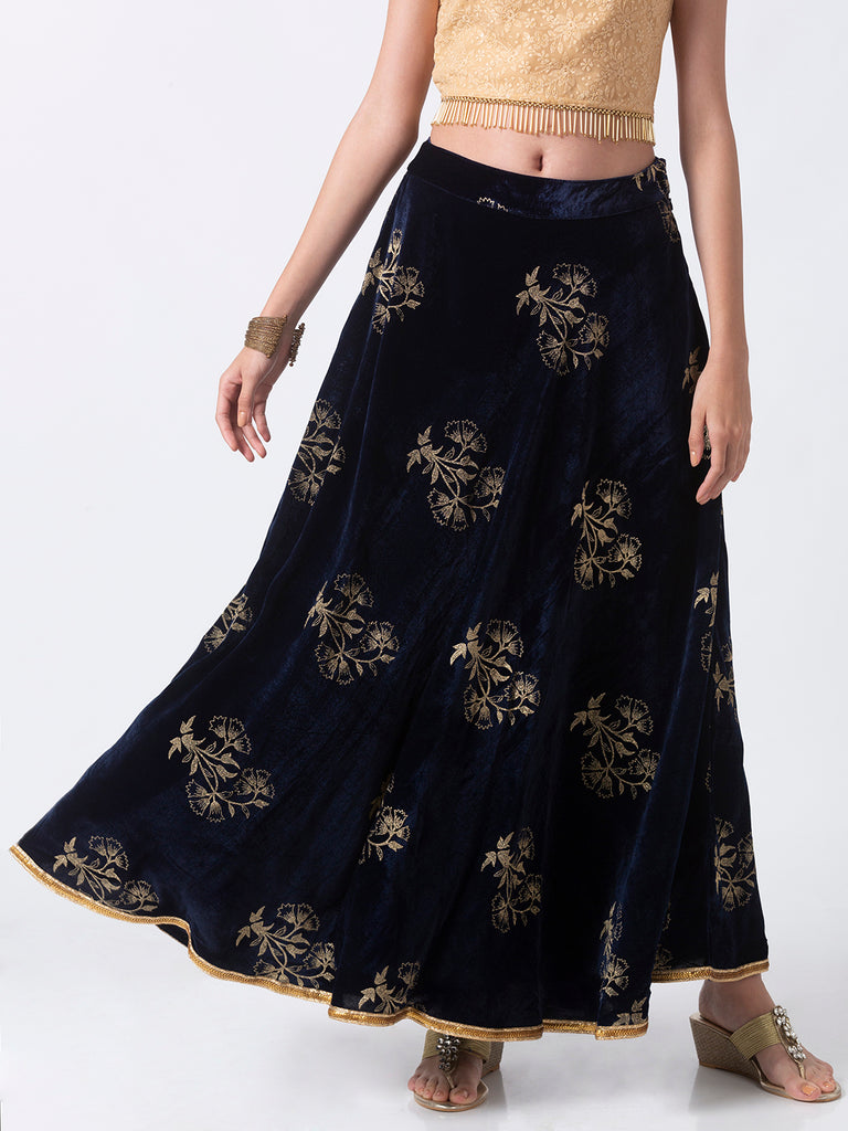 Women Kalidar Navy Skirt