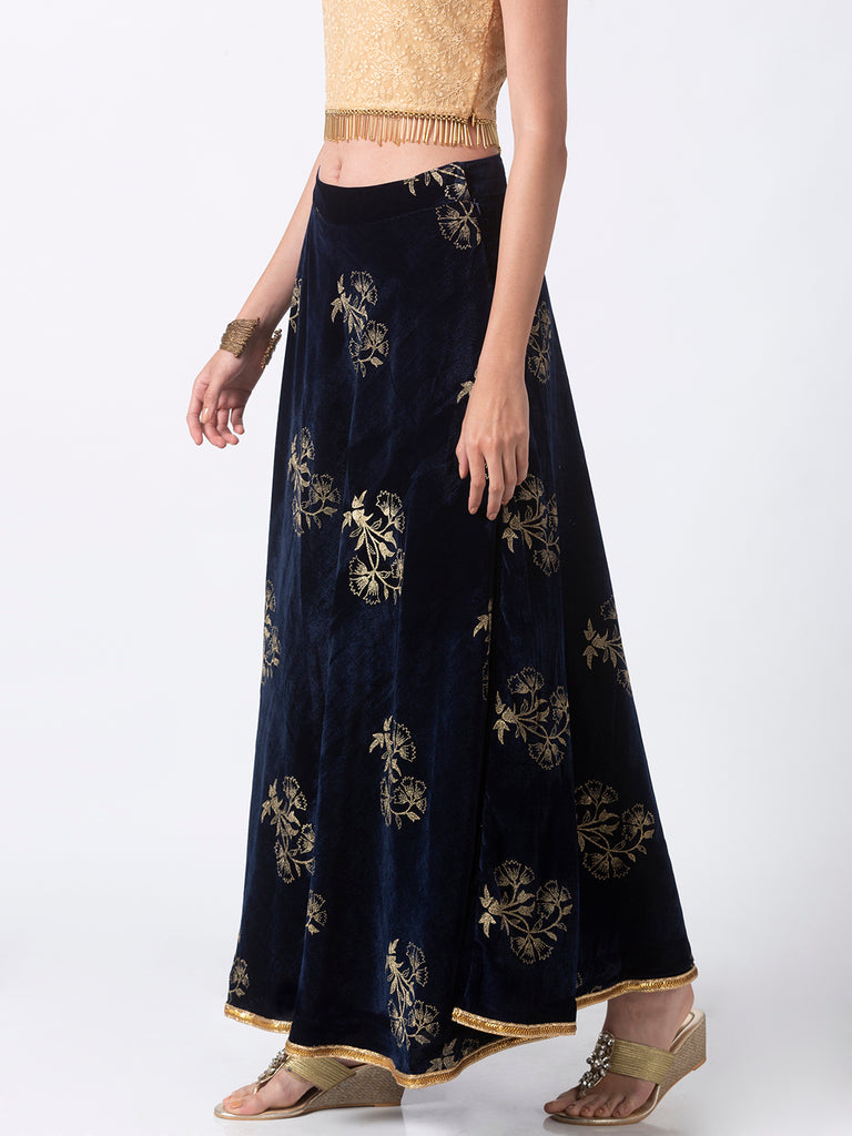Women Kalidar Navy Skirt