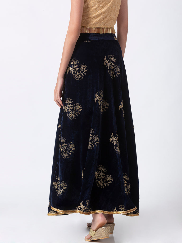 Women Kalidar Navy Skirt