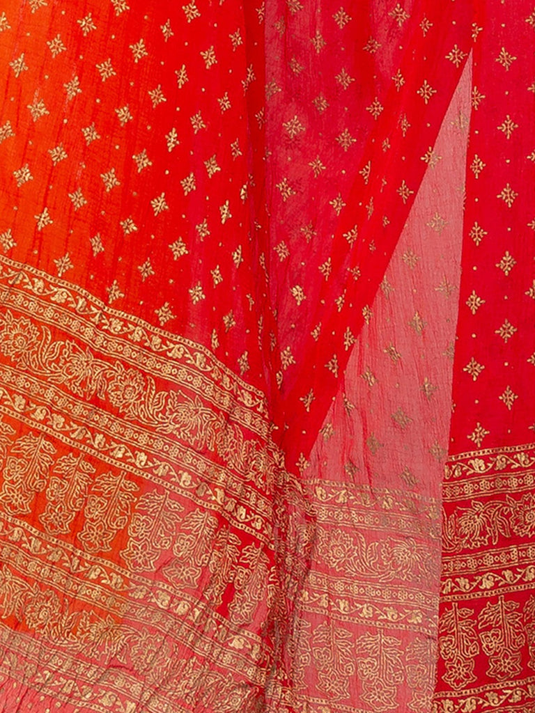 Women's Red Chiffon Printed Dupatta