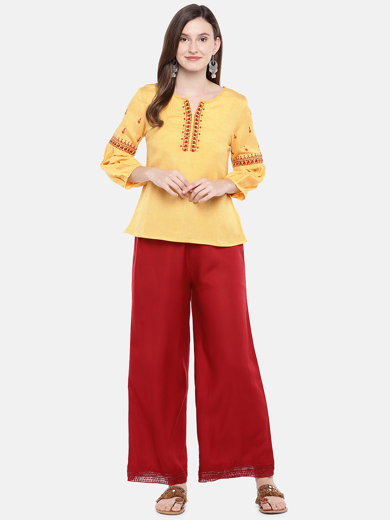 Women Straight Bishop Mustard Kurta