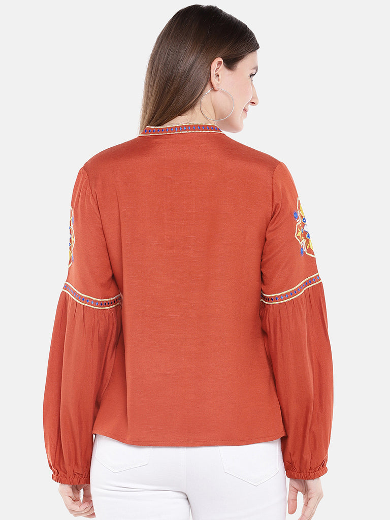 Women Straight Bishop Rust Kurta