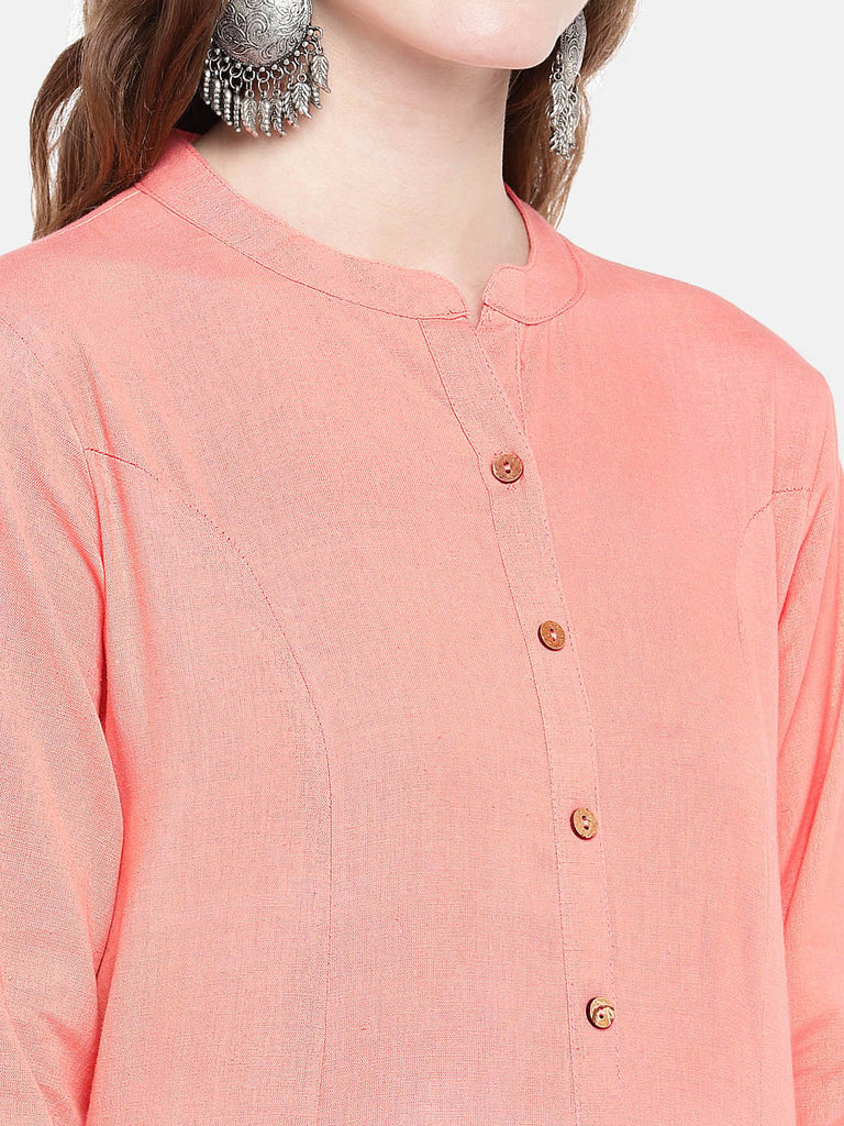 Core Women A Line Three-Fourth Peach Kurta