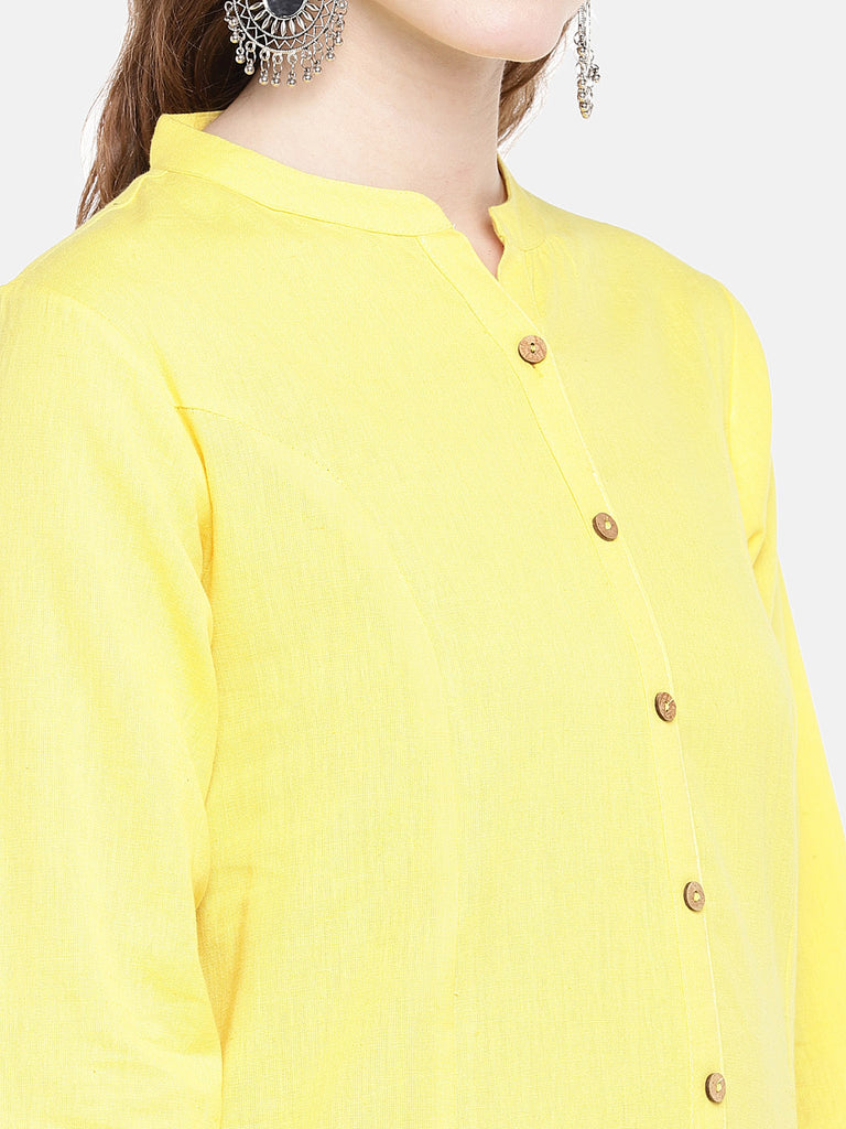 Core Women A Line Three-Fourth Yellow Kurta