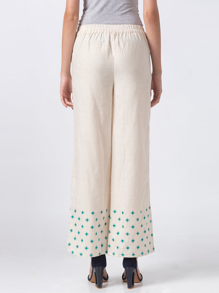 Women Flared Off White Pallazzo