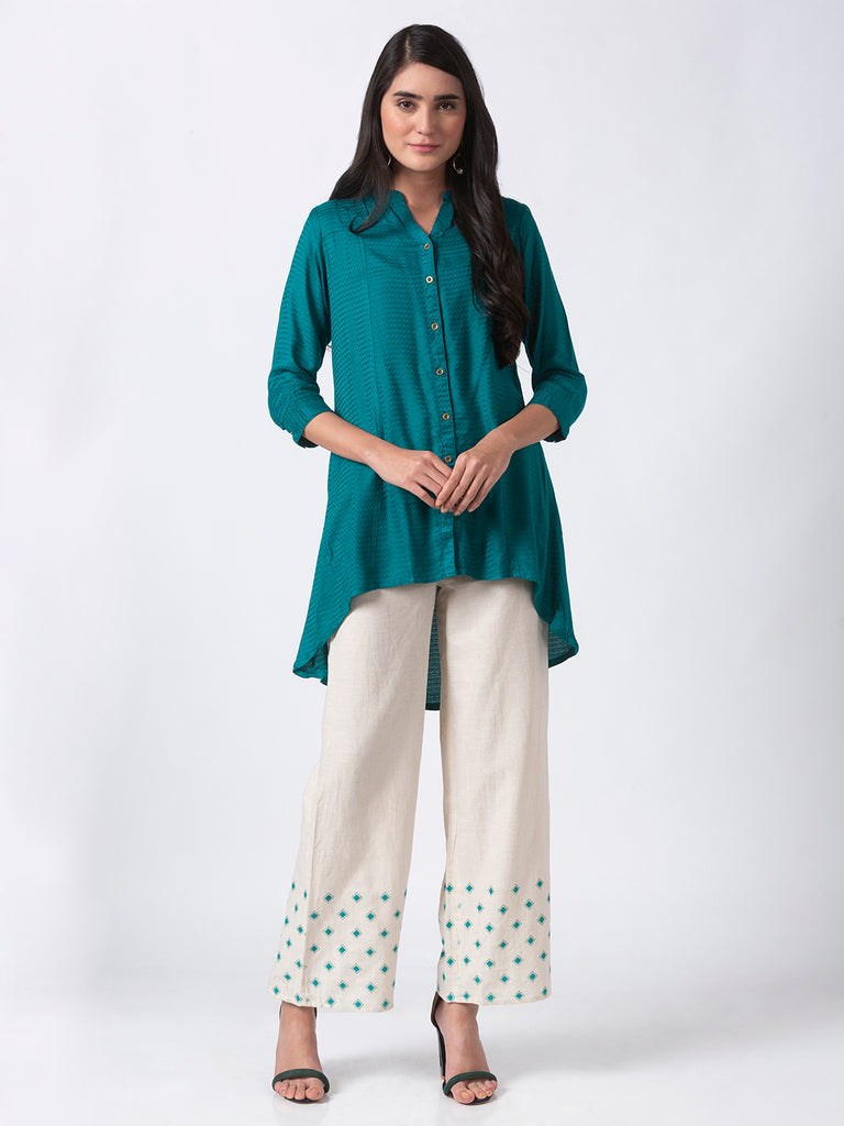 Women Flared Off White Pallazzo